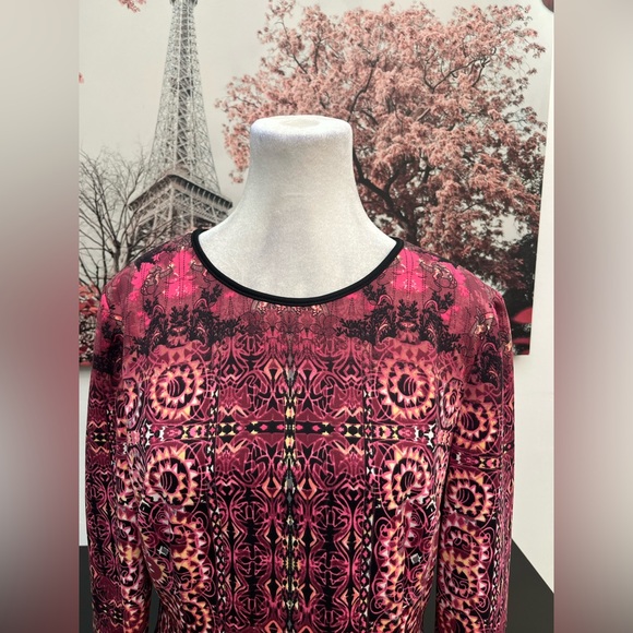 Maggy London Women’s Sheath Dress Size 14 Geometric Long Sleeve Zipper Back - Picture 4 of 12